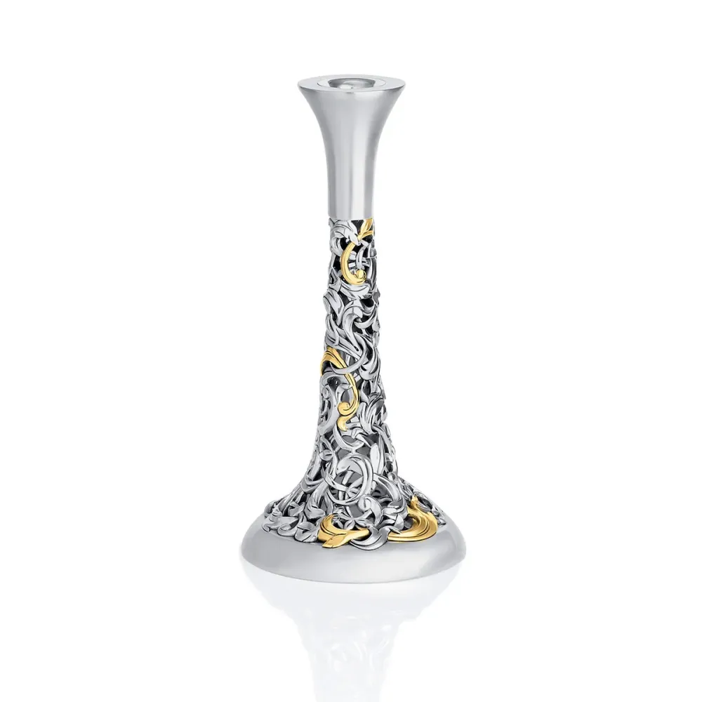 Candeliere Monofiamma Oro e Argento Linea Argenti