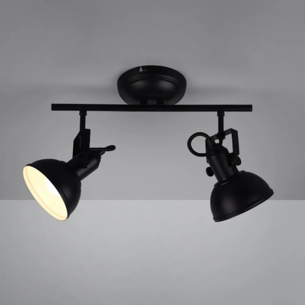 Faretto da Parete o Soffitto Gina 2 Luci Orientabili Metallo Nero Attacco GU10