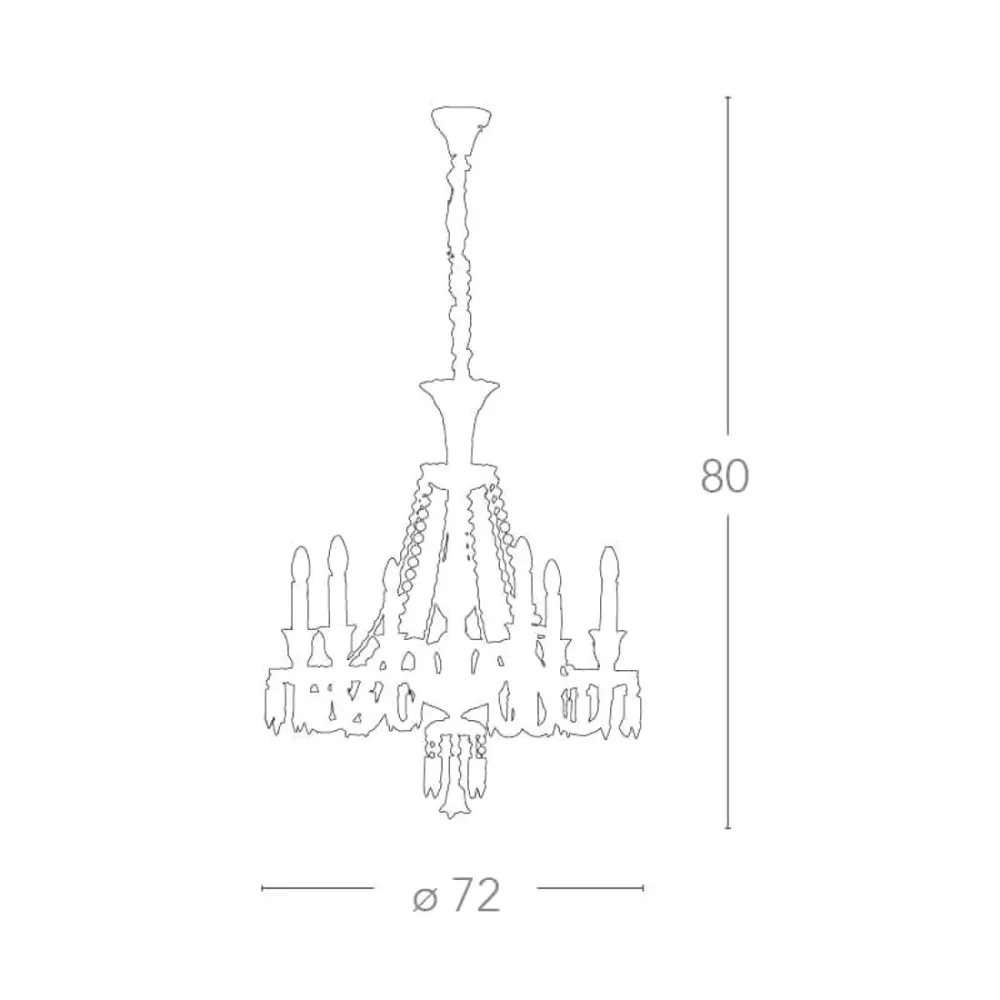 Lampadario classico 6 luci pregevole cristallo con pendagli