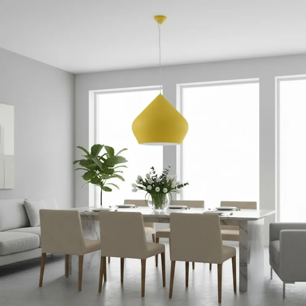 Lampadario Tholos Cupola Industriale Ø 52 cm Metallo Giallo