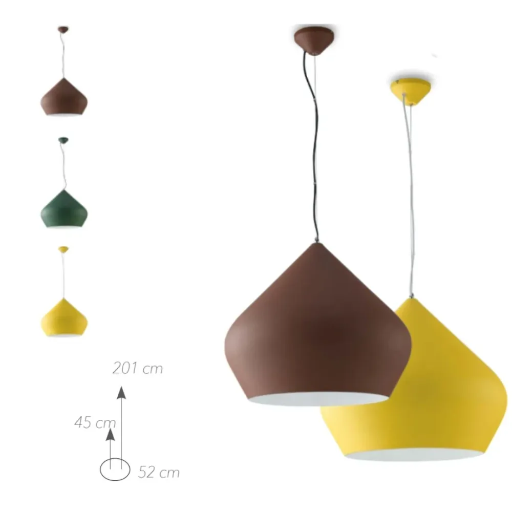 Lampadario Tholos Cupola Industriale Ø 52 cm Metallo Giallo
