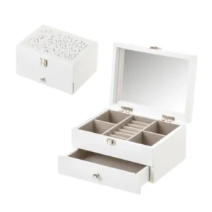 Portagioie mdf colore bianco misura 19,5x15,5x10,5cm