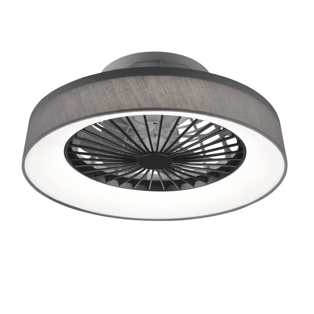 Ventilatore Plafoniera LED Farsund Ø48,5 cm con Luce 30W CCT Tessuto Grigio e Telecomando