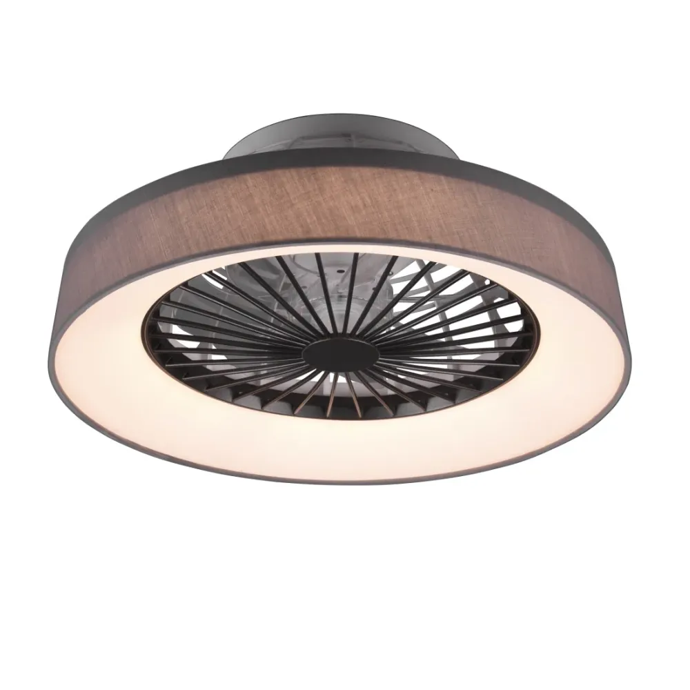 Ventilatore Plafoniera LED Farsund Ø48,5 cm con Luce 30W CCT Tessuto Grigio e Telecomando