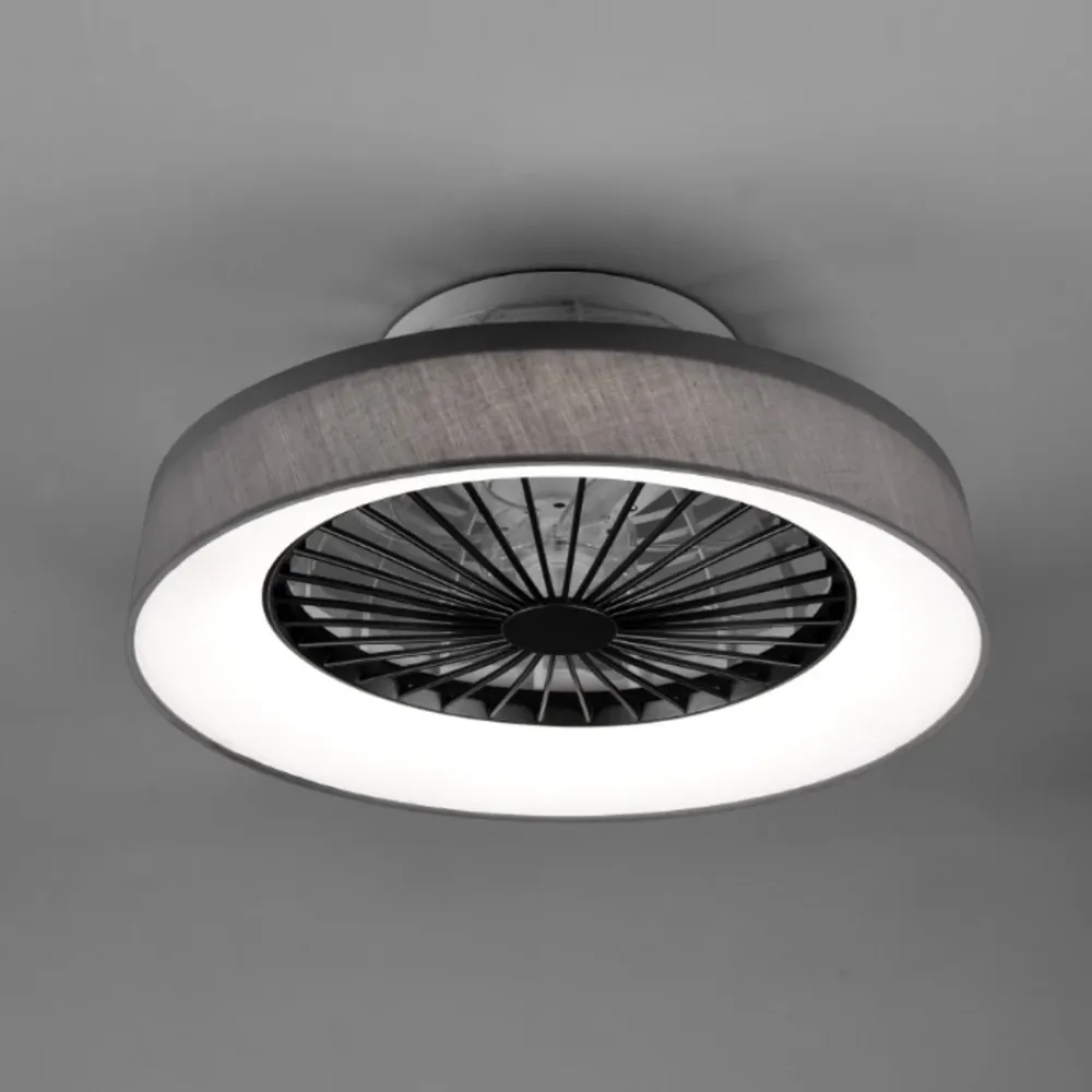 Ventilatore Plafoniera LED Farsund Ø48,5 cm con Luce 30W CCT Tessuto Grigio e Telecomando