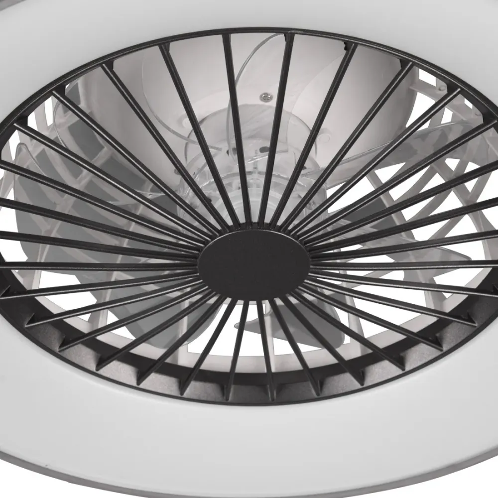 Ventilatore Plafoniera LED Farsund Ø48,5 cm con Luce 30W CCT Tessuto Grigio e Telecomando