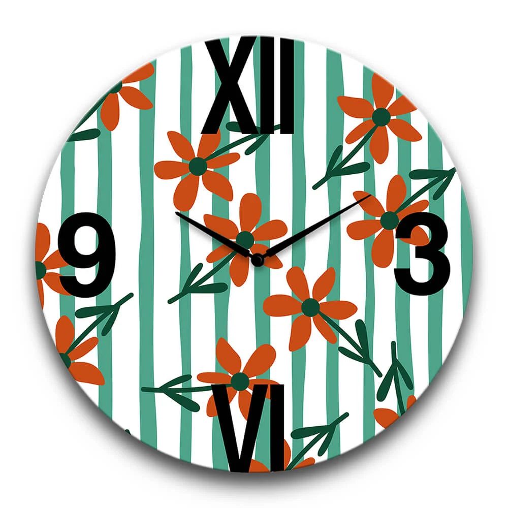 Orologio da Parete Rotondo Floral Pop – Design Floreale Moderno Alluminio | Linea Esclusivo