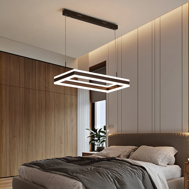 Lampadario LED rettangolare acrilico Simplicity Coffee Lampada sospensione soffitto per camera da letto