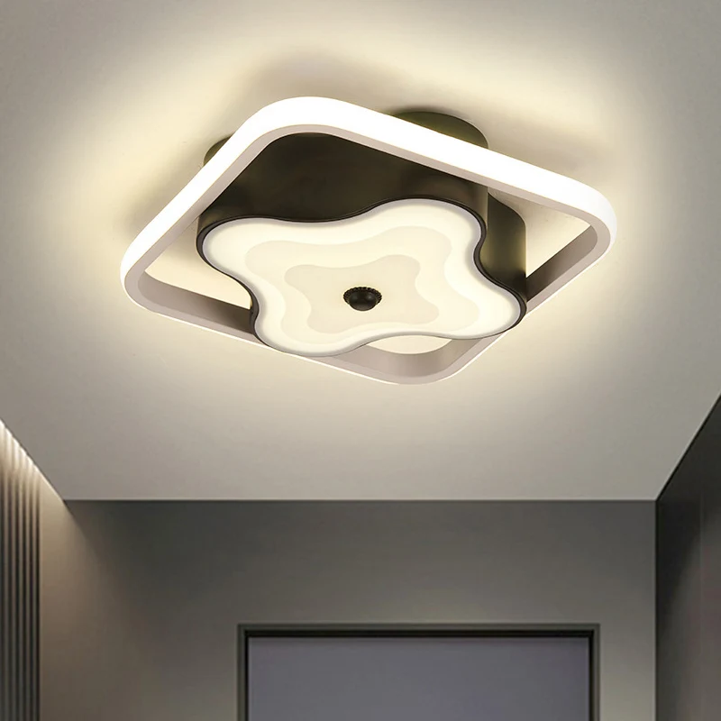 Plafoniera sospensione incasso metallica modernista con montaggio soffitto geometrico LED nero, luce calda/bianca
