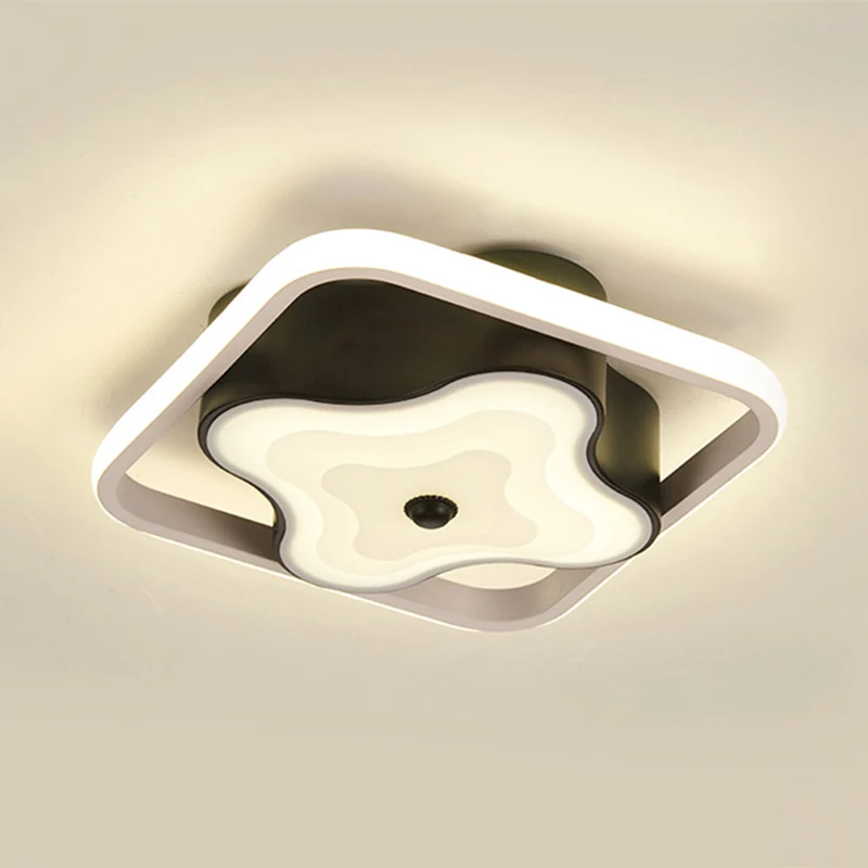 Plafoniera sospensione incasso metallica modernista con montaggio soffitto geometrico LED nero, luce calda/bianca