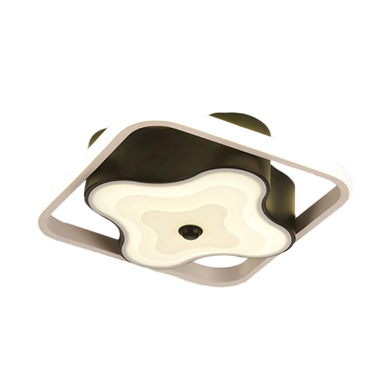 Plafoniera sospensione incasso metallica modernista con montaggio soffitto geometrico LED nero, luce calda/bianca