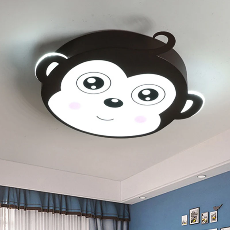 Scimmia rosa/caffè vicino alla lampada da soffitto Cartoon LED metallico da incasso per la cameretta dei bambini