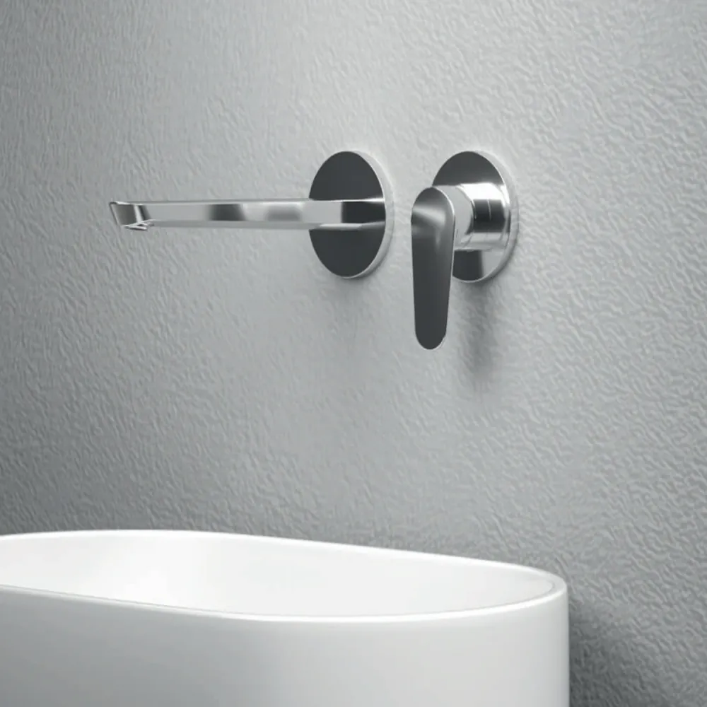 Macinacaffè Elettrico Miscelatore monocomando lavabo murale RubiFlux serie Ampra canna 25 cm - Cromo