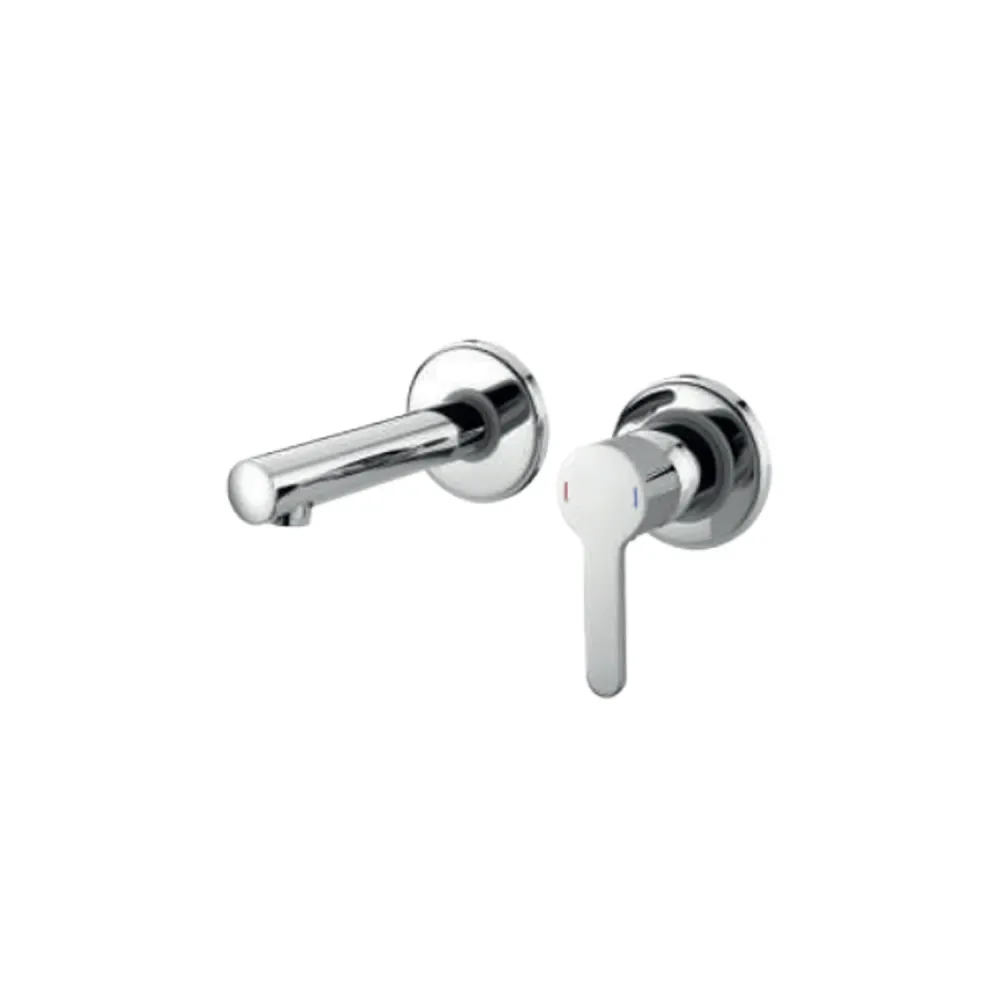 Macinacaffè Elettrico Miscelatore monocomando lavabo murale RubiFlux serie Lume canna 20 cm - Cromo