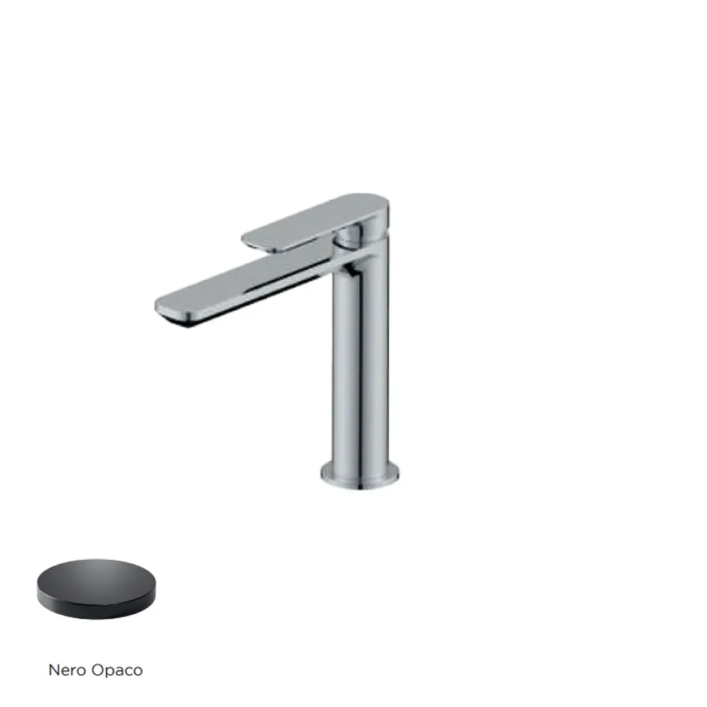 Miscelatore monocomando lavabo bocca lunga RubiFlux serie Azzurro - Nero Opaco Rame Martellato