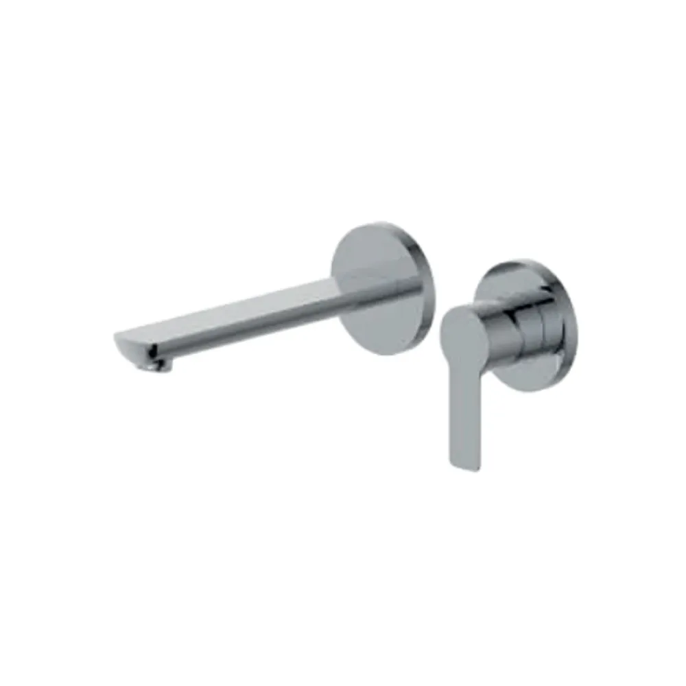 Miscelatore monocomando lavabo murale RubiFlux serie Zea canna 20 cm - Cromo con Filtro Permanente