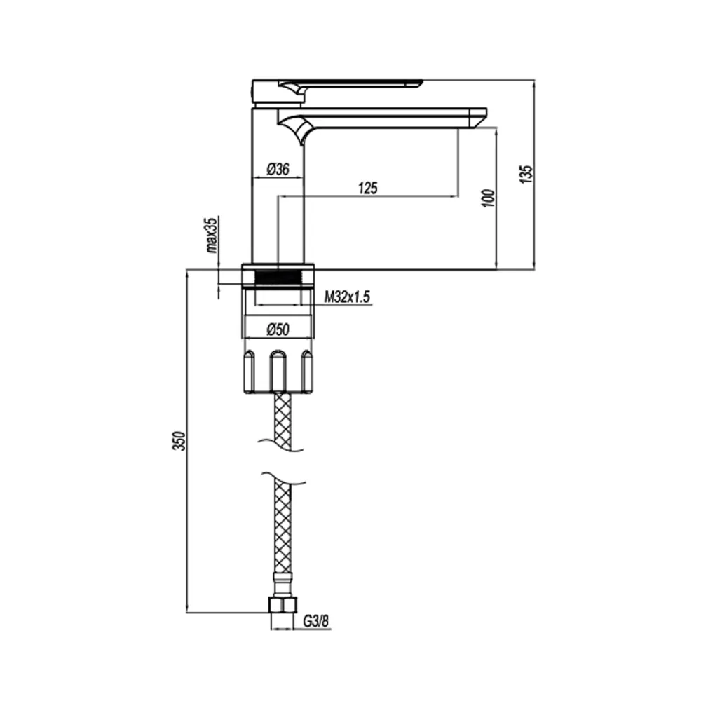 Miscelatore monocomando lavabo RubiFlux serie Azzurro - Cromo | 15 Bar | Riscaldamento Rapido
