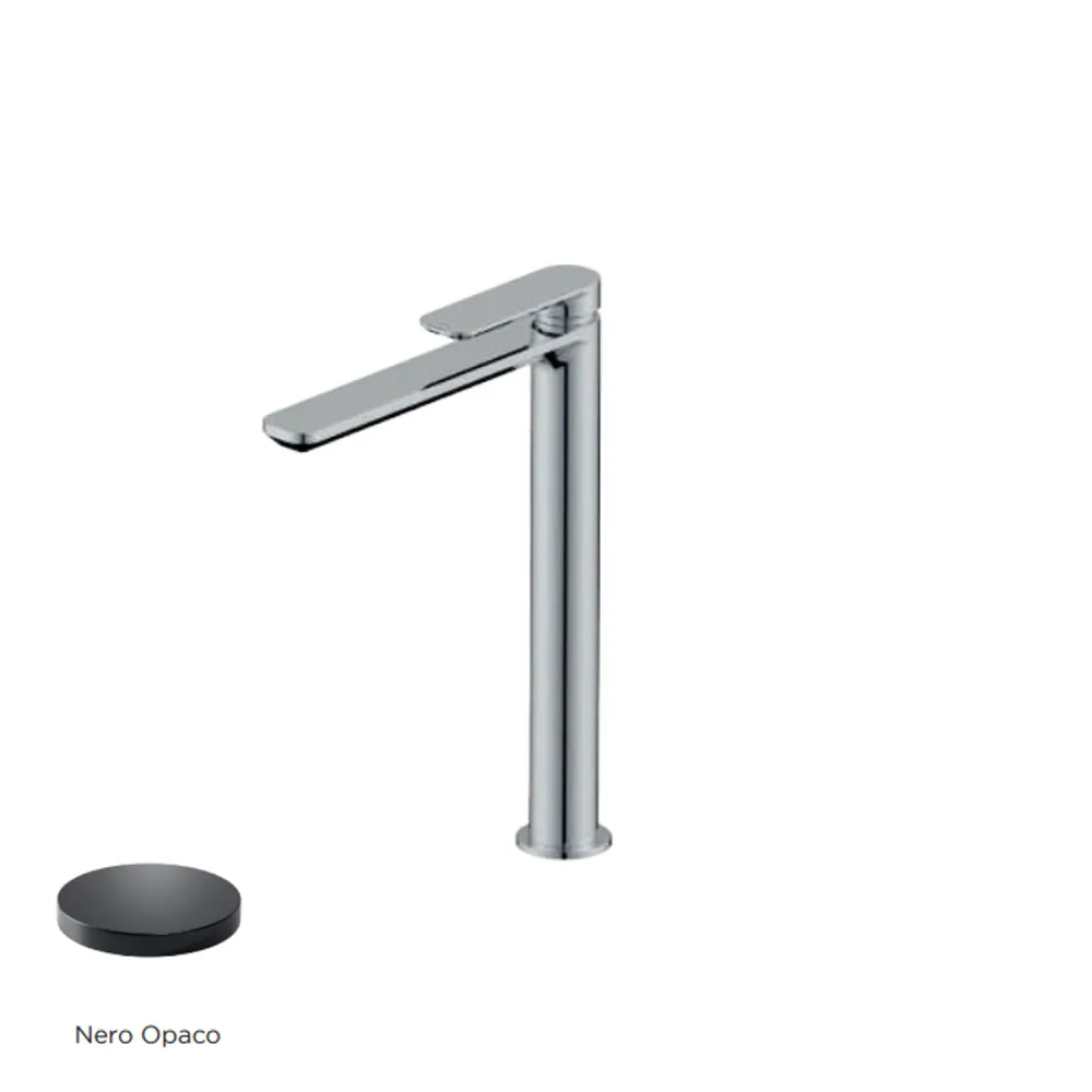 Premium Barista Miscelatore monocomando lavabo elevato RubiFlux serie Azzurro - Nero Opaco