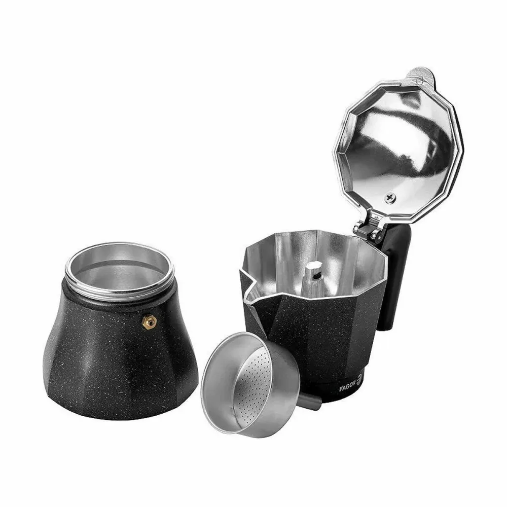 Caffettiera Italiana Fagor TIRAMISU 9 Nero Alluminio Design Scandinavo