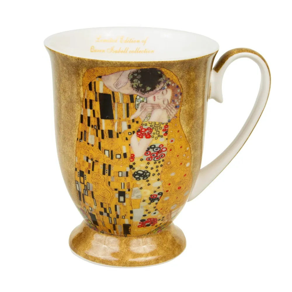 Espresso Gustav Klimt Porcelain Cup Set Teaspoons con Sistema Antigoccia