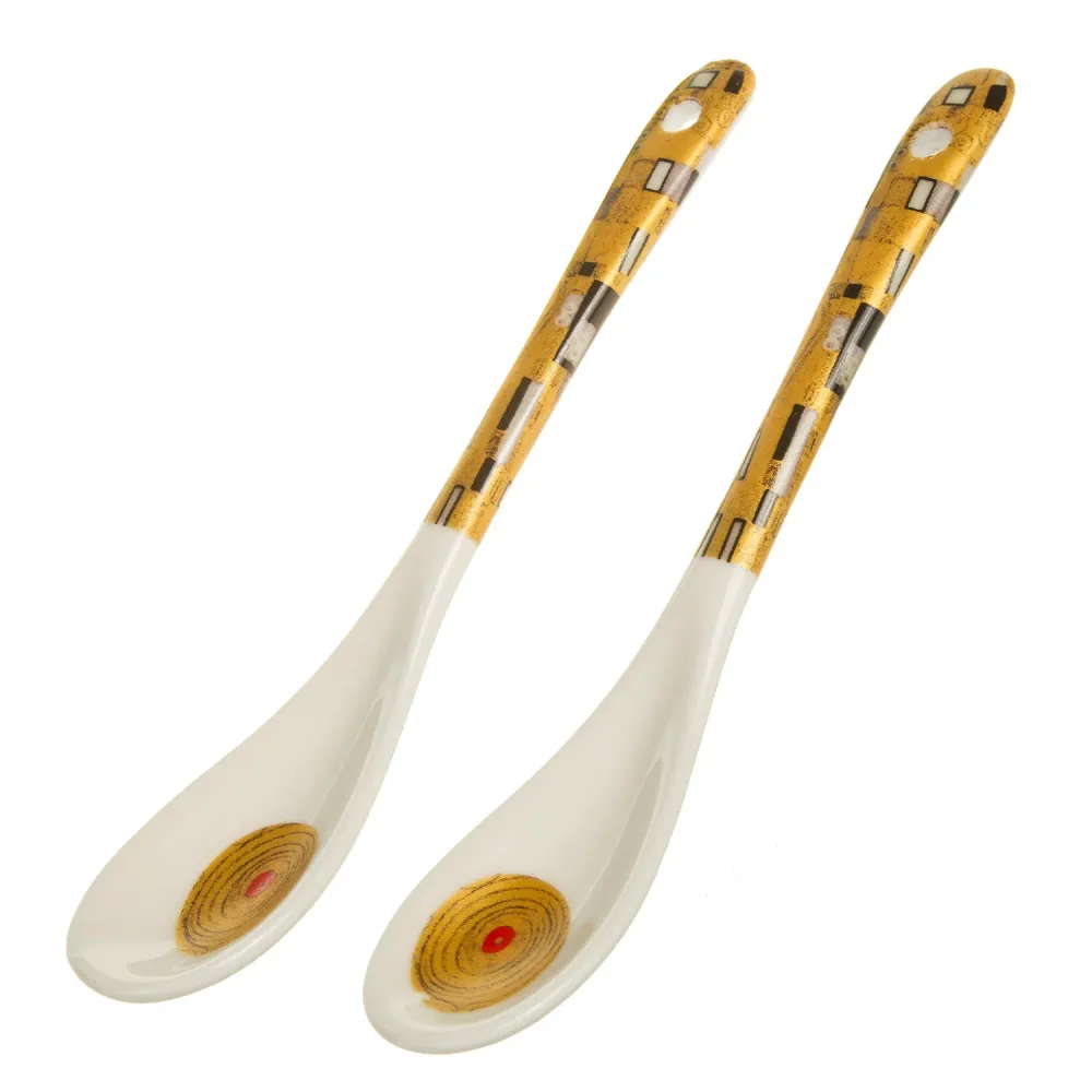 Espresso Gustav Klimt Porcelain Cup Set Teaspoons con Sistema Antigoccia