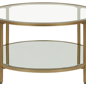 Tavolino da caffè vetro e oro ⌀ 70 cm BIRNEY con Schiumalatte Integrato