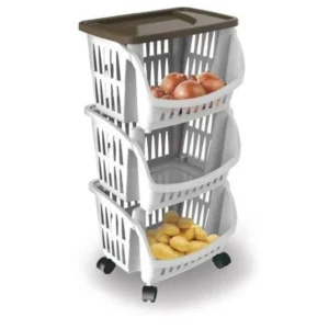 Bama Tidy - Carrello cucina con ruote e vassoio - 39.5 x 30 x 77 cm - Tortora