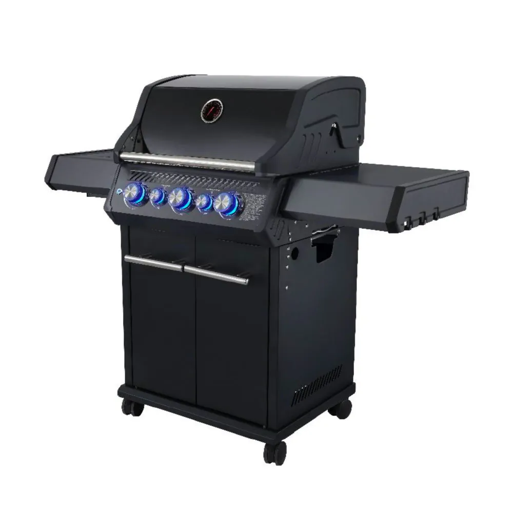 Barbecue con carrello METROPOLITAN 3 fuochi - IL BRACERE ghisa V, fornello infrarossi, acciaio inox e LED, 18,5 kW di pote...