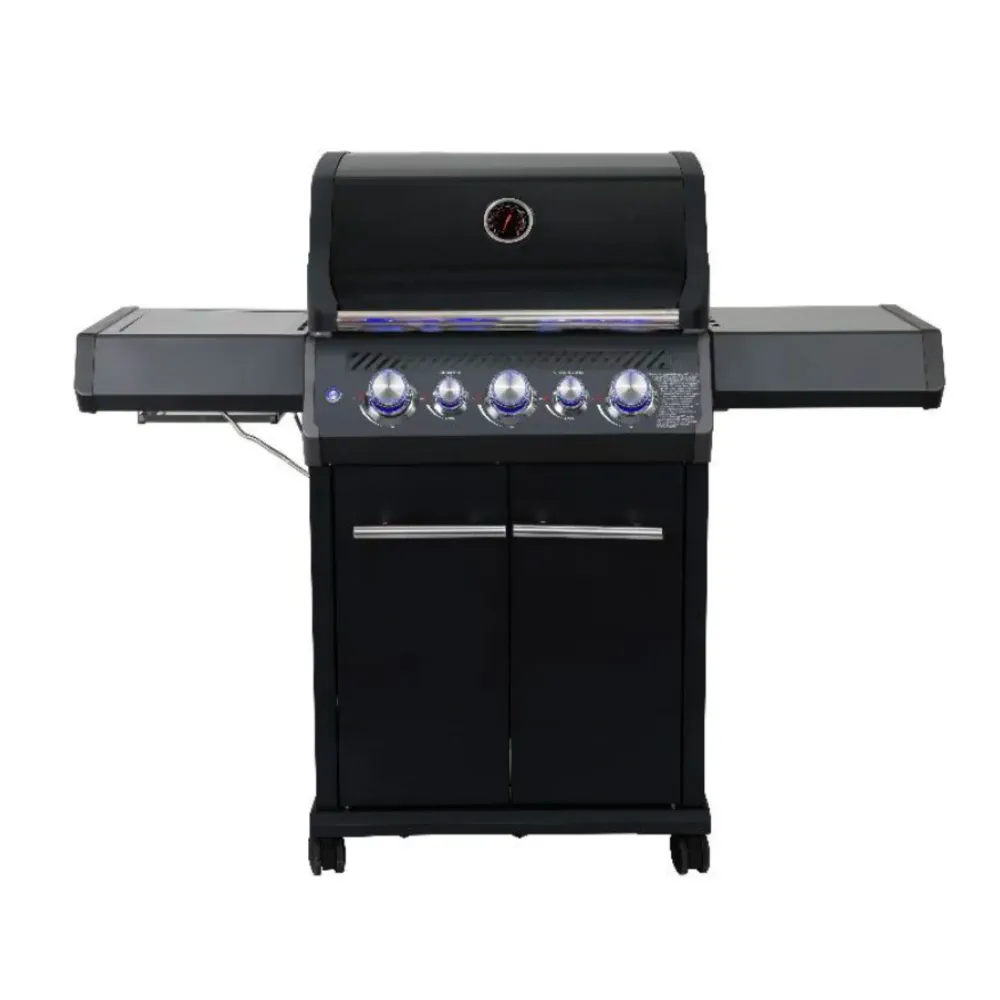 Barbecue con carrello METROPOLITAN 3 fuochi - IL BRACERE ghisa V, fornello infrarossi, acciaio inox e LED, 18,5 kW di pote...
