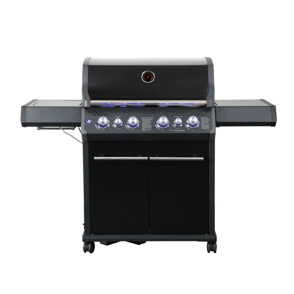 Barbecue con carrello METROPOLITAN 4 fuochi - IL BRACERE griglie ghisa, fornello infrarossi, acciaio inox, LED e vano bomb...