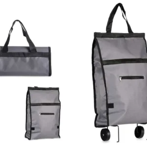 Borsa Spesa Pieghevole con Ruote Carrello per la Spesa tessuto Antipioggia Grigio