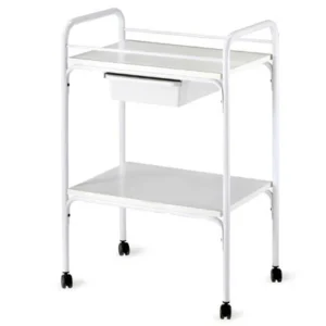 Carrello Acciaio con 2 ripiani Legno + Cassetto