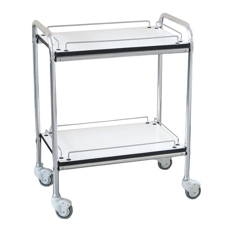 Carrello bilaminato 2 piani con ringhierina - cm 60x40x80H