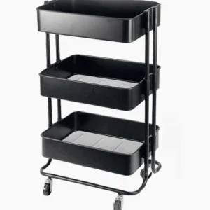 Carrello 3 cestelli metallo con ruote – multiuso salva spazio
