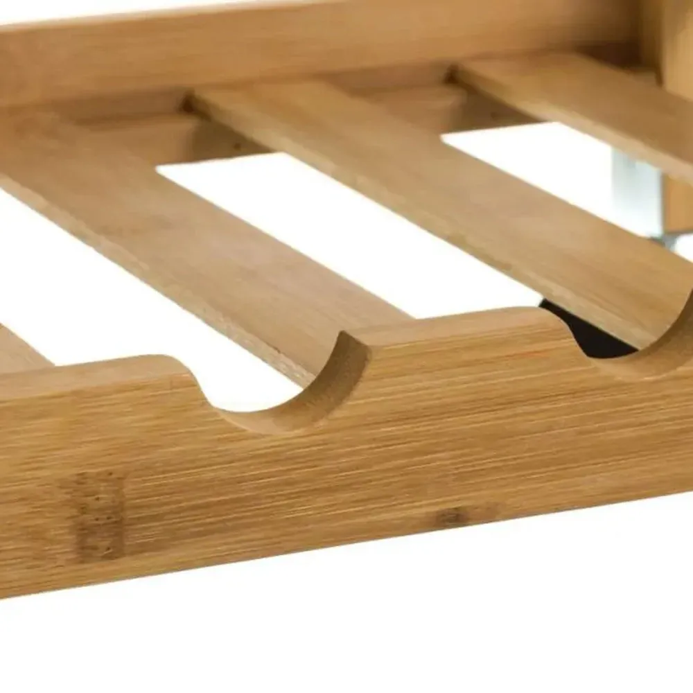 Carrello da Cucina Bambù Salvaspazio con 1 Cassetto 3 Ripiani e Portabottiglie