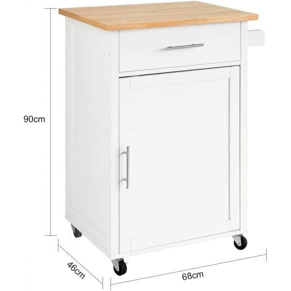 carrello da cucina | carrello laterale | carrello | bianco-naturale