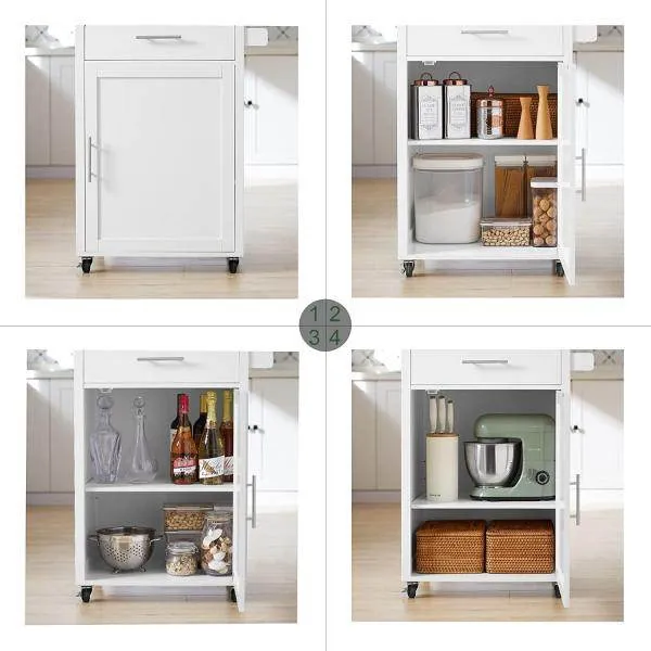 carrello da cucina | carrello laterale | carrello | bianco-naturale
