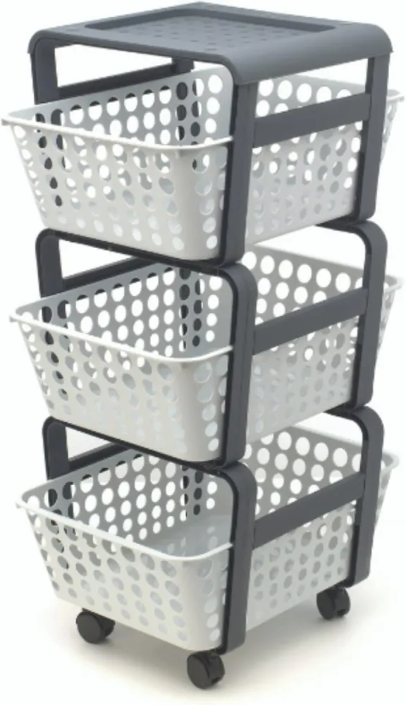 Carrello Da Cucina Con Cestelli 'Modula' Col. Ghiaccio - Ecoplast