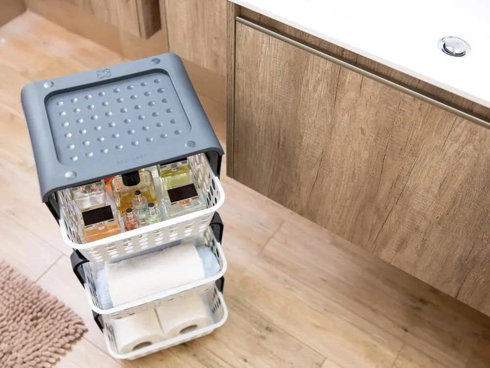 Carrello Da Cucina Con Cestelli 'Modula' Col. Ghiaccio - Ecoplast