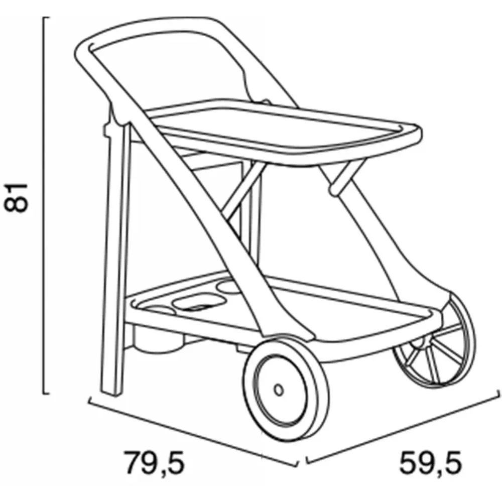 Carrello Cucina Portavivande Esterno Resina con Vassoio Portabottiglie Verde