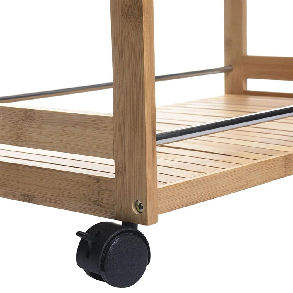 Carrello Cucina Salvaspazio 2 Scomparti Legno Bambu Carrellino di Servizio