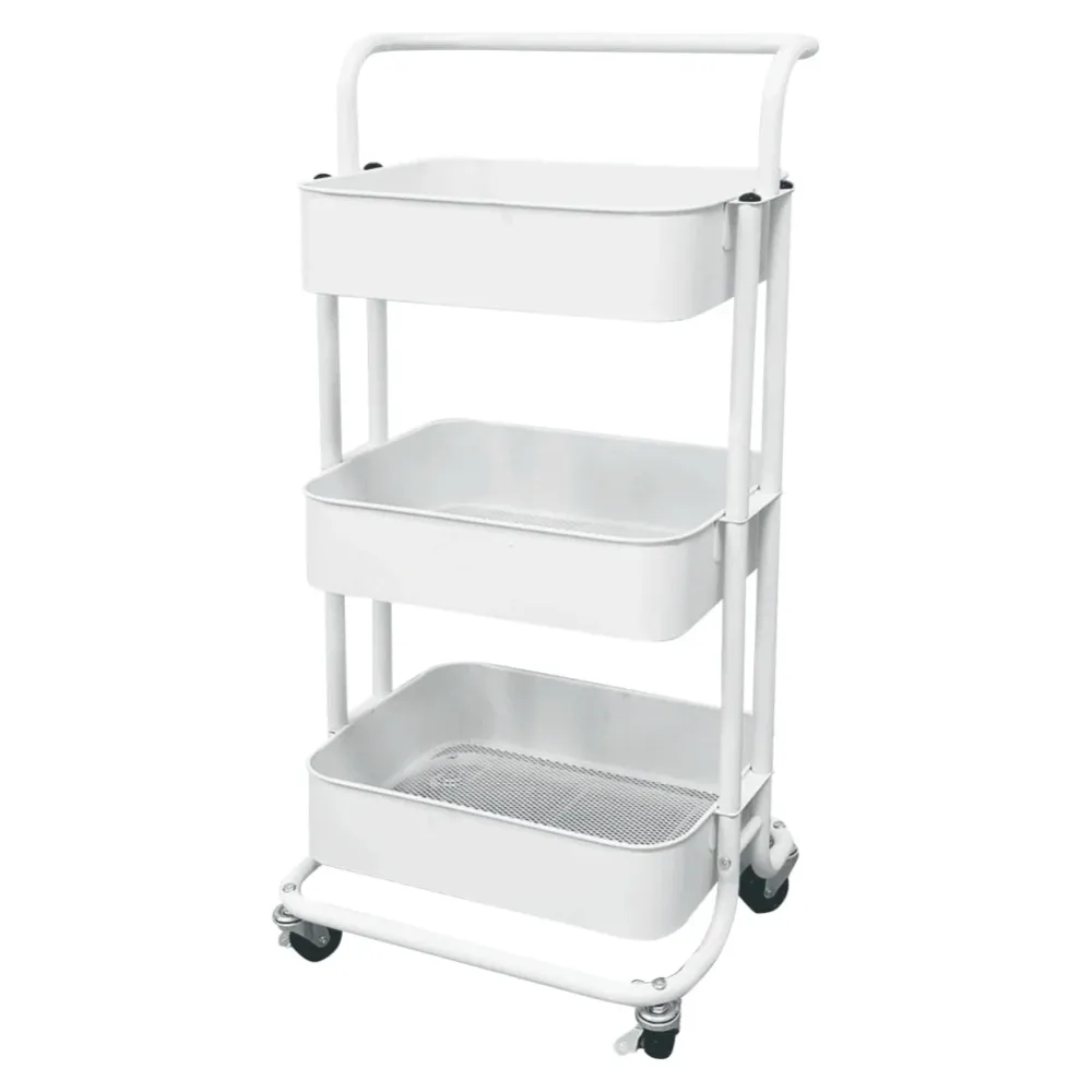CARRELLO FERRO 3RIP. C/RUOTE CM 35X42.5XH79CM BIANCO