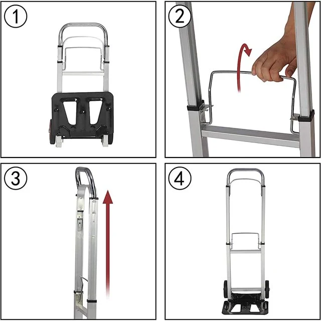 CARRELLO INDUSTRIALE PIEGHEVOLE ALLUMINIO CON PNEUMATICI ANTIFORATURA E CAPACITÀ DI CARICO DI 90KG
