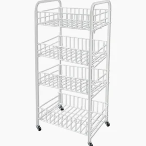 Carrello metallo da bagno 4 ripiani con ruote – portaoggetti