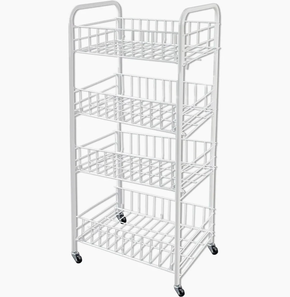 Carrello metallo da bagno 4 ripiani con ruote – portaoggetti