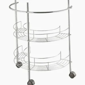 Carrello metallo sottolavabo 2 ripiani con porta asciugamani