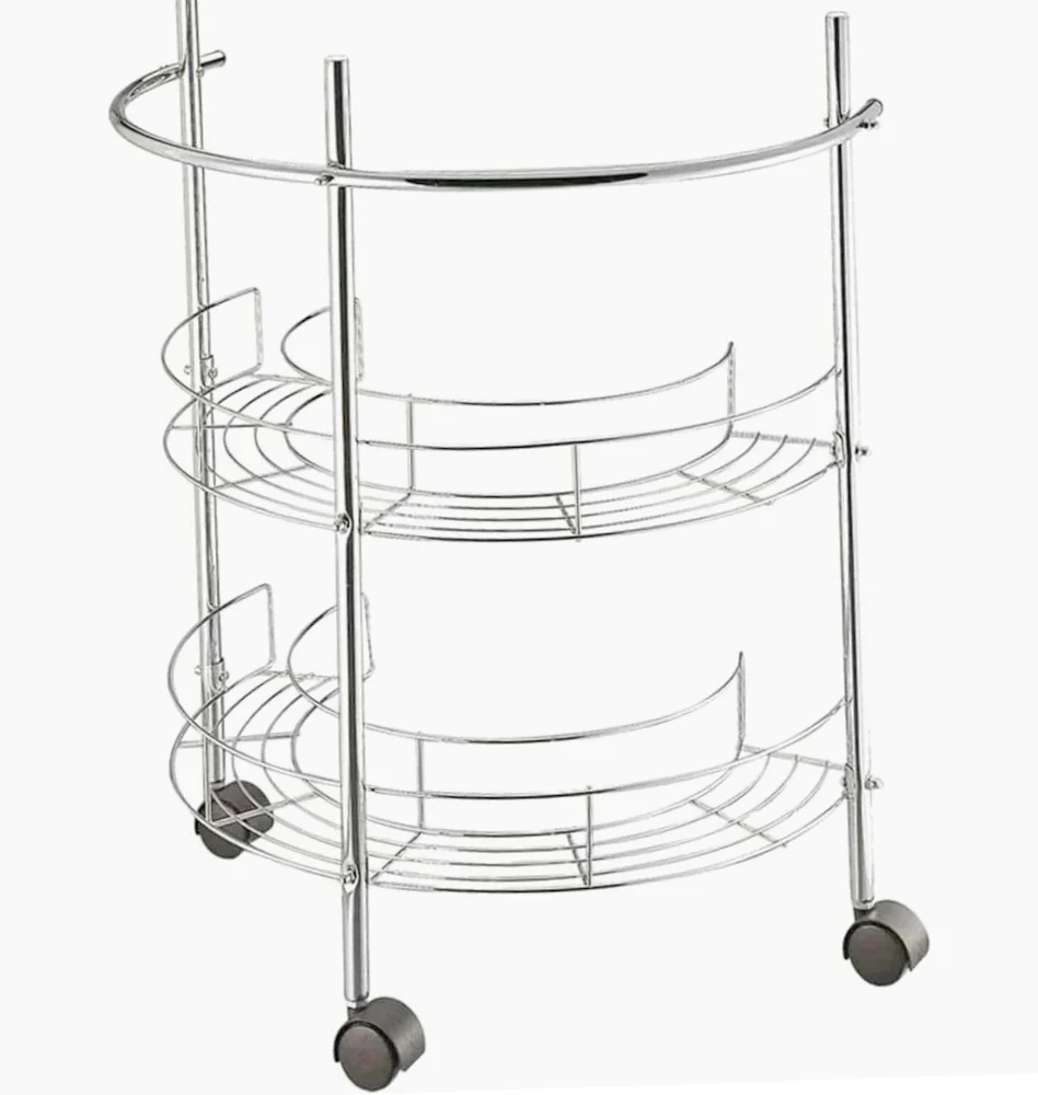 Carrello metallo sottolavabo 2 ripiani con porta asciugamani