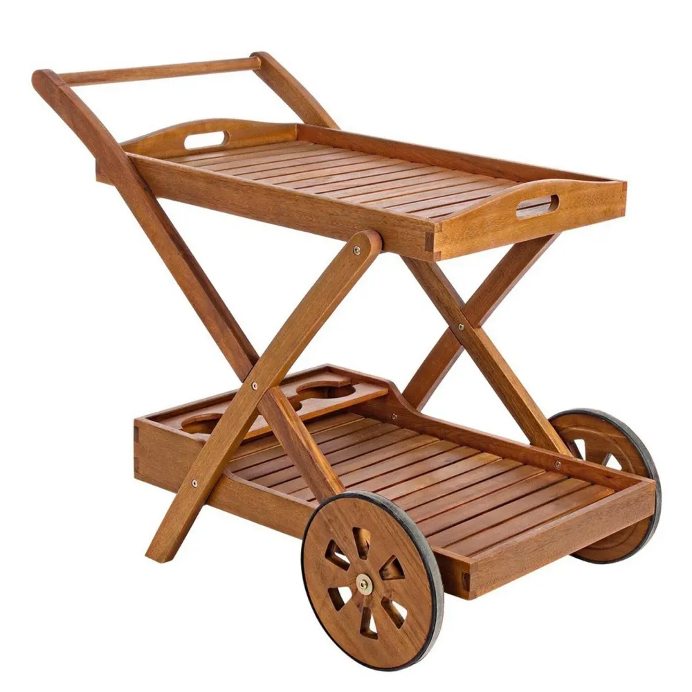 Carrello "Noemi" legno di acacia con finitura ad olio h 76 cm
