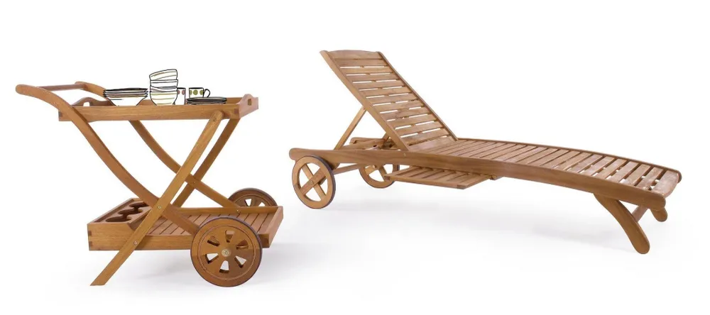 Carrello "Noemi" legno di acacia con finitura ad olio h 76 cm