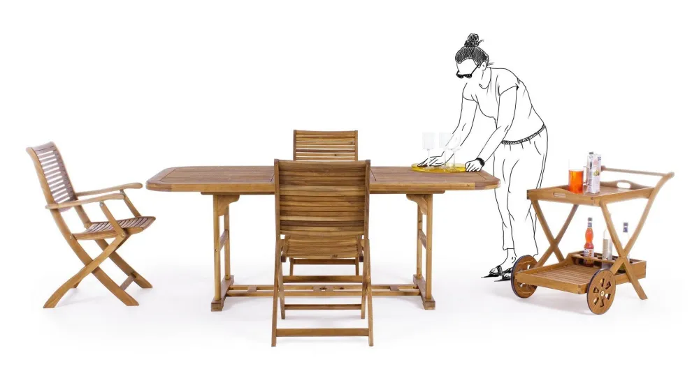 Carrello "Noemi" legno di acacia con finitura ad olio h 76 cm